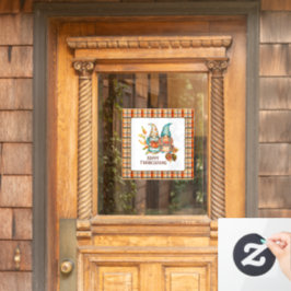 Niedlicher Erntedank Gnomes Fensteraufkleber
