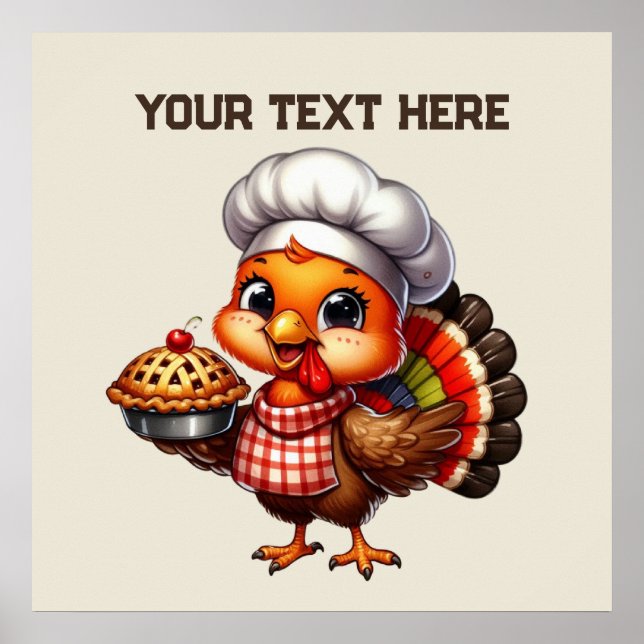 Niedlicher Erntedank Pie Trukey anpassbar Poster (Vorne)