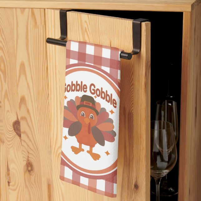 Niedlicher Erntedank Türkei Cartoon - "Globale Glo Geschirrtuch (Drittel gefaltet)