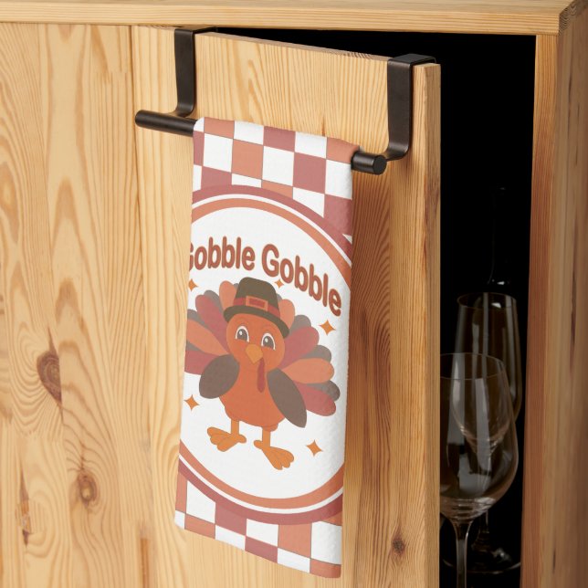 Niedlicher Erntedank Türkei Cartoon - "Globale Glo Geschirrtuch (Drittel gefaltet)