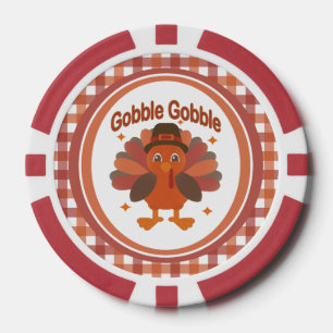 Niedlicher Erntedank Türkei Cartoon - "Globale Glo Pokerchips