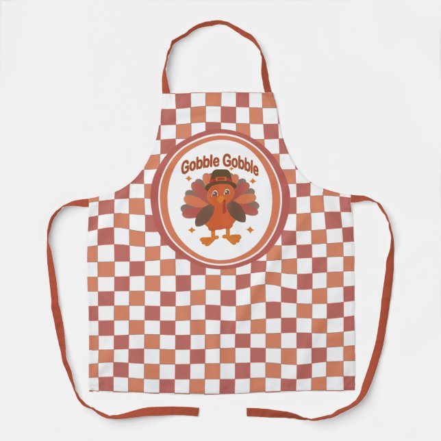 Niedlicher Erntedank Türkei Cartoon - "Globale Glo Schürze (Vorderseite)