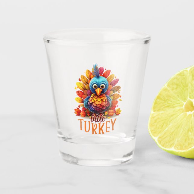 Niedlicher Erntedank Türkei Schnapsglas (Vorderseite)