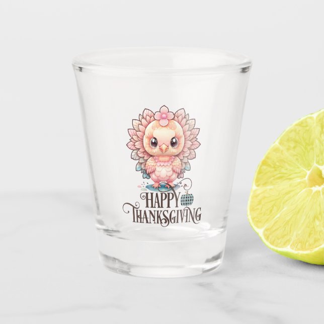 Niedlicher Erntedank Türkei Schnapsglas (Vorderseite)