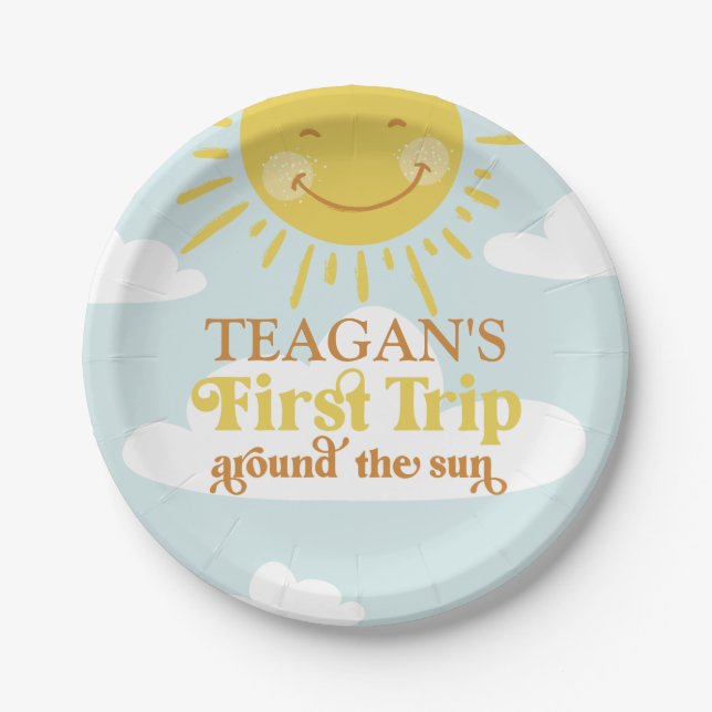 Niedlicher erster Sonnentag Pappteller (Vorderseite)
