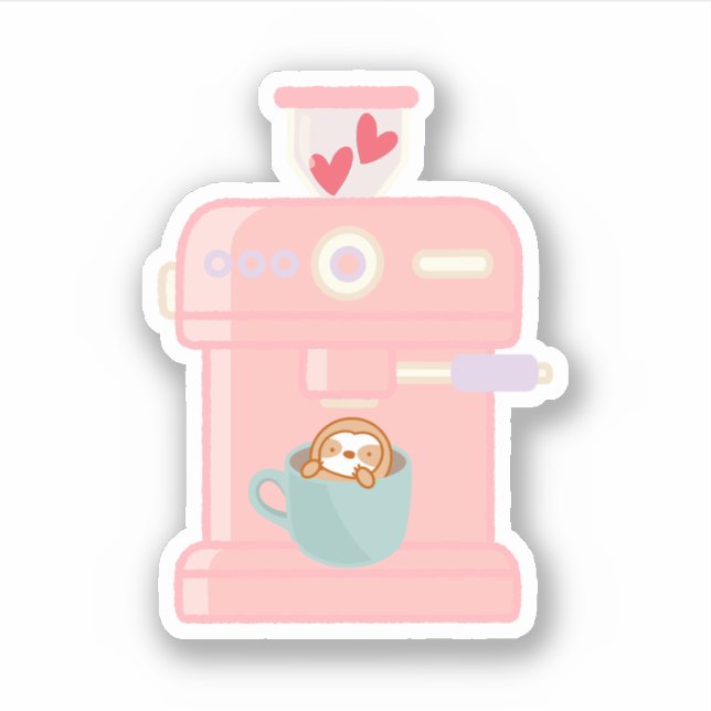 Niedlicher Espresso-Kaffeemaschine Aufkleber (Vorderseite)