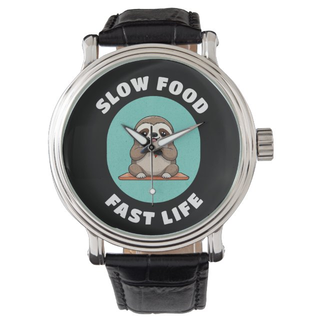 Niedlicher Essen Kawaii Sloth Armbanduhr (Vorderseite)