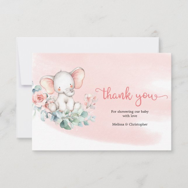 Niedlicher Eukalyptuskranz-Elefant vielen Dank Dankeskarte (Vorderseite)