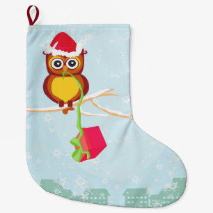 niedlicher Eule WeihnachtsStrumpf Großer Weihnachtsstrumpf