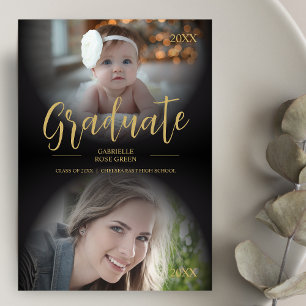 Niedlicher Extravaganter Dann & Jetzt Trendy 2 Fot Einladung