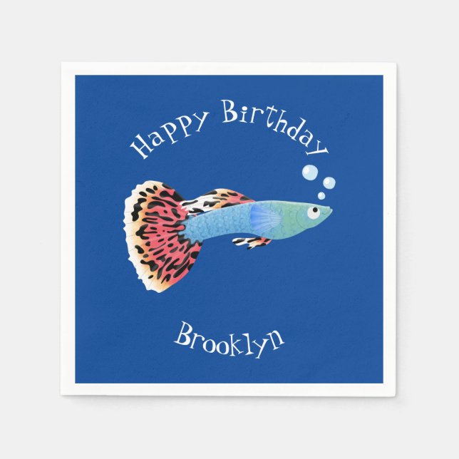 Niedlicher extravaganter tropischer Cartoon Serviette (Vorderseite)