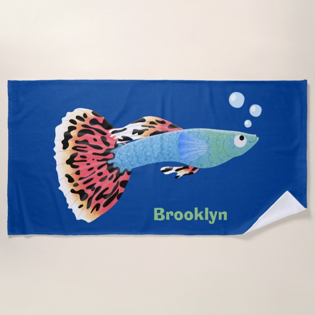 Niedlicher extravaganter tropischer Cartoon Strandtuch (Vorderseite)