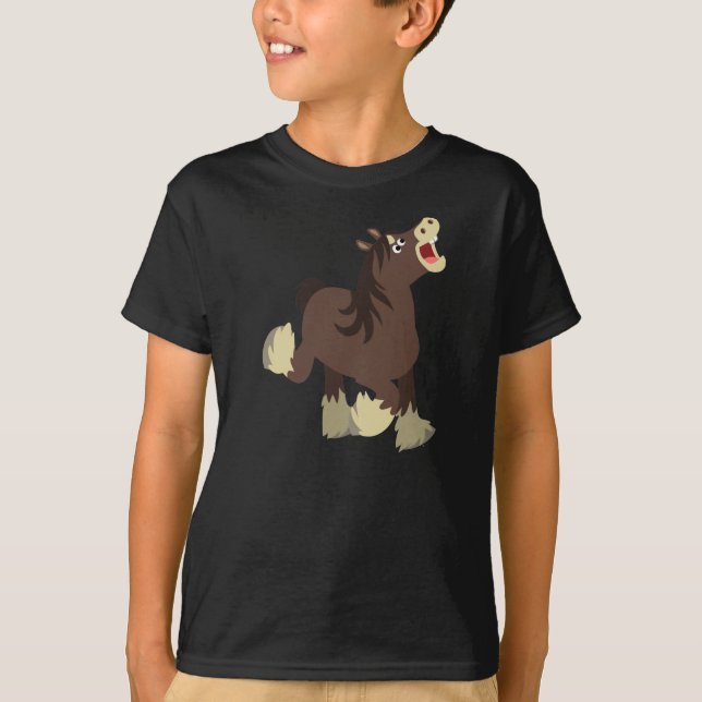 Niedlicher exuberant Cartoon Shire Horse Kids T -  T-Shirt (Vorderseite)