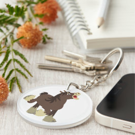 Niedlicher exuberant Cartoon Shire Horse Schlüssel Schlüsselanhänger