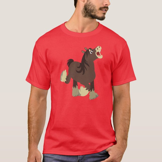 Niedlicher exuberant Cartoon Shire Horse T - Shirt (Vorderseite)