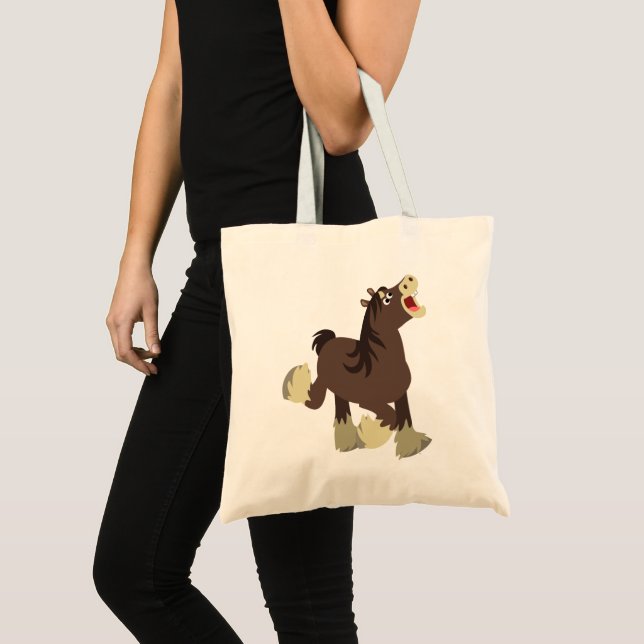 Niedlicher exuberant Cartoon Shire Horse Tote Beut Tragetasche (Vorderseite (Produkt))