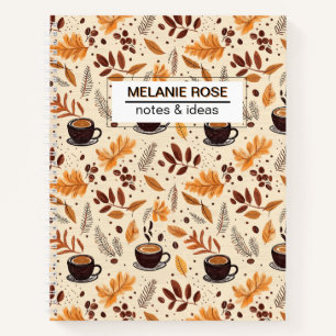 Niedlicher Fall Coffee Pattern  Custom Spiral Note Notizbuch