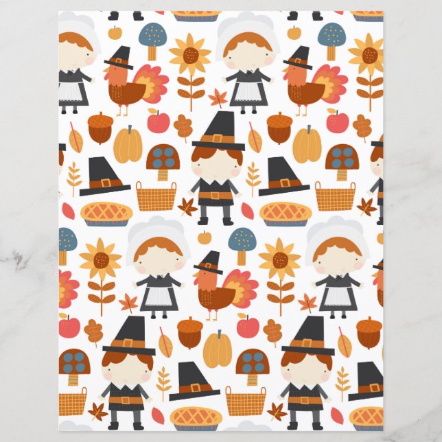 Niedlicher Fall Dankbares Scrapbook Paper (Vorderseite)