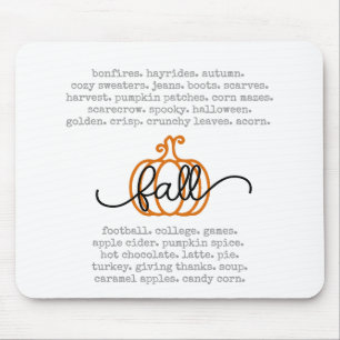 Niedlicher Fall Definition Worte Pumpkin Herbst Mousepad