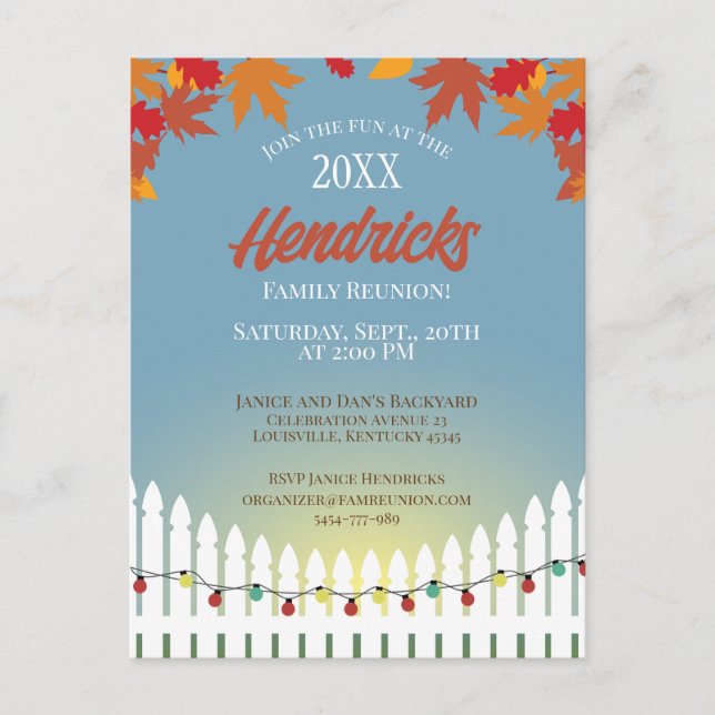 Niedlicher Fall Family Wiedersehen-Zaun Postkarte (Vorderseite)