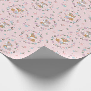 Niedlicher Fall Fox mit Blume pink Geschenkpapier