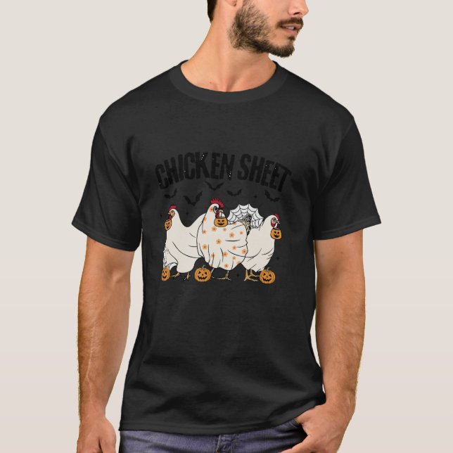 Niedlicher Fall Ghost Chicken Sheet Halloween Pump T-Shirt (Vorderseite)