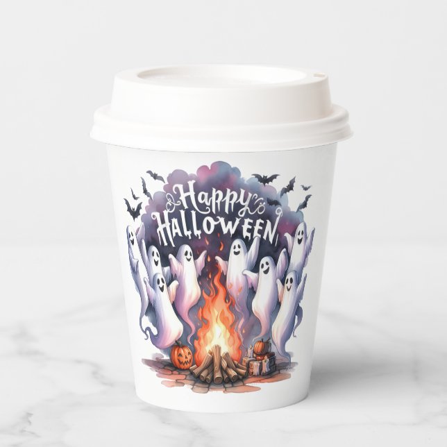 Niedlicher Fall Ghost Happy Halloween Paper Cup Pappbecher (Vorderseite)