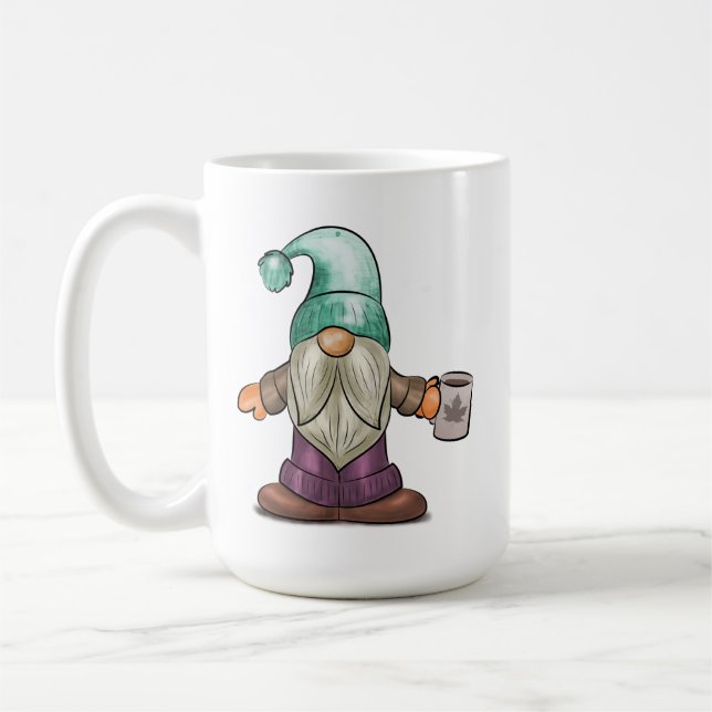 Niedlicher Fall Gnome mit Kaffee-Tasse Kaffeetasse (Links)