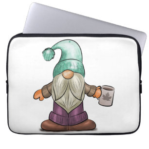 Niedlicher Fall Gnome mit Kaffee-Tasse Laptopschutzhülle