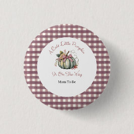 Niedlicher Fall Green & Plum Pumpkin Themed Baby D Button