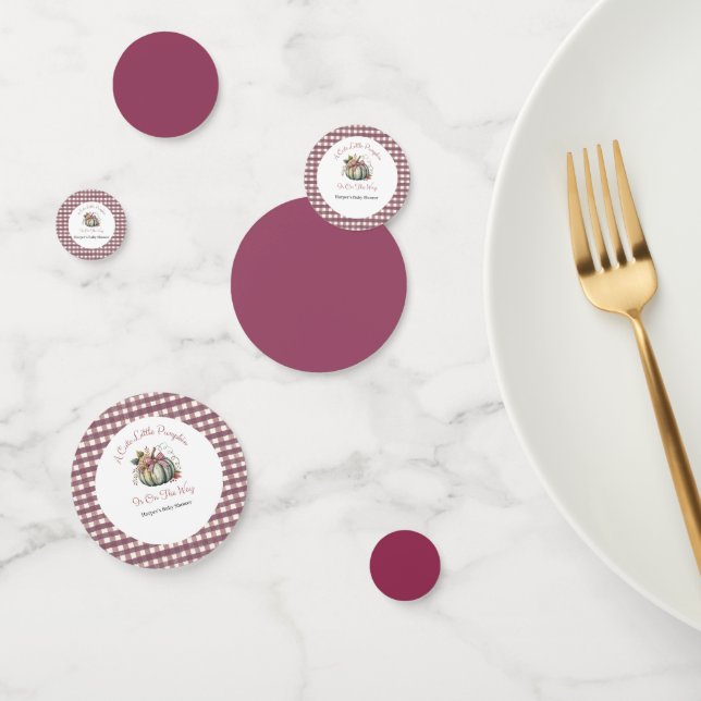 Niedlicher Fall Green & Plum Pumpkin Themed Baby D Konfetti (Gruppe)