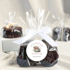 Niedlicher Fall Green & Plum Pumpkin Themed Baby D Runder Aufkleber