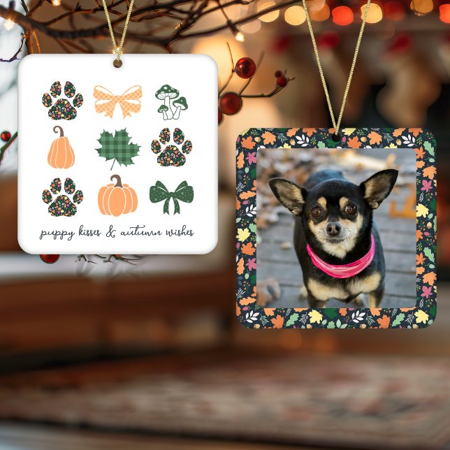 Niedlicher Fall Hund Foto Keramik Ornament (Von Creator hochgeladen)