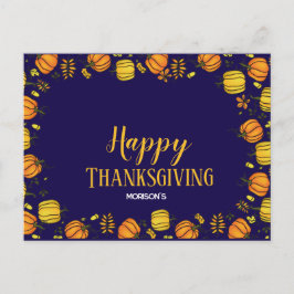 Niedlicher Fall Kürbis boarder Happy Thanksgiving Ankündigungspostkarte