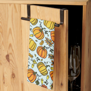 Niedlicher Fall Kürbis boarder Happy Thanksgiving Geschirrtuch