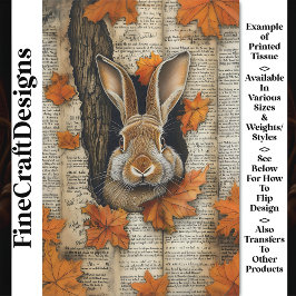 Niedlicher Fall Peeking Rabbit Ephemera BK6 Decoup Seidenpapier