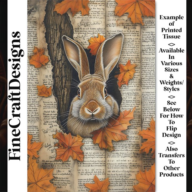 Niedlicher Fall Peeking Rabbit Ephemera BK6 Decoup Seidenpapier (Von Creator hochgeladen)