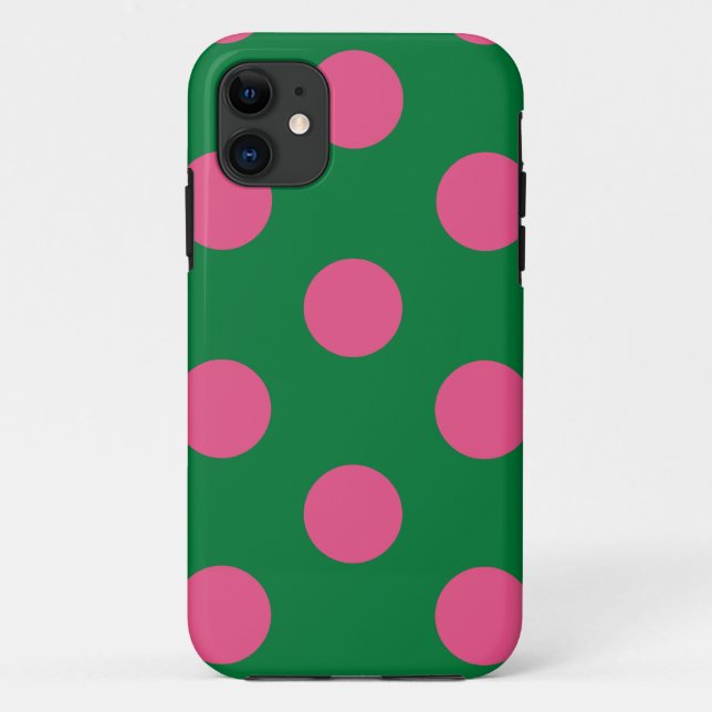 Niedlicher Fall Polka Dot Green & Pink Case-Mate iPhone Hülle (Rückseite)