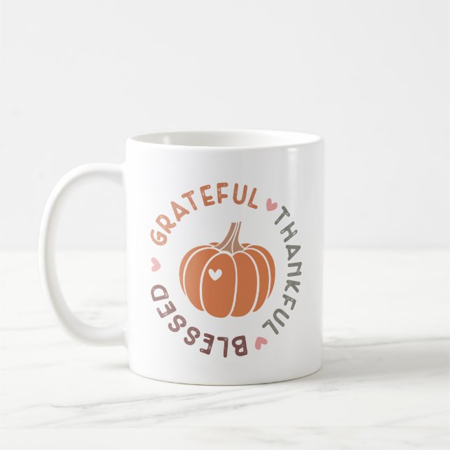 Niedlicher Fall Pumpkin dankbar Dankbares gesegnet Kaffeetasse (Links)