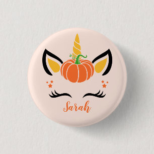 Niedlicher Fall Pumpkin Halloween Unicorn Button