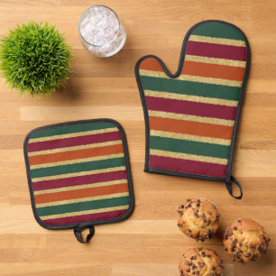 Niedlicher Fall Saisonale Strickküche Ofenhandschuh & Topflappen-Set