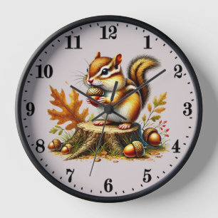 Niedlicher Fall Saisonaler Chipmunk Liebhaber Uhr