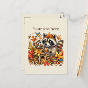 Niedlicher Fall Saisonracoon Postkarte