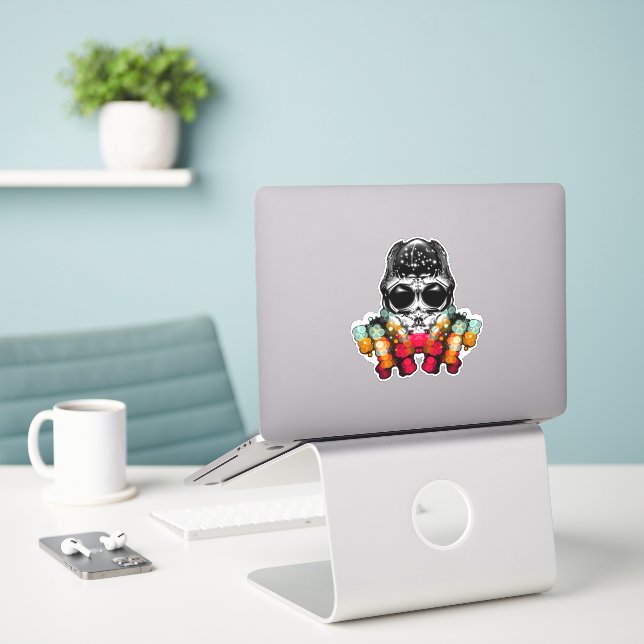 Niedlicher Fall Spider mit Dewdrop Hat Aufkleber (Laptop auf Schreibtisch)