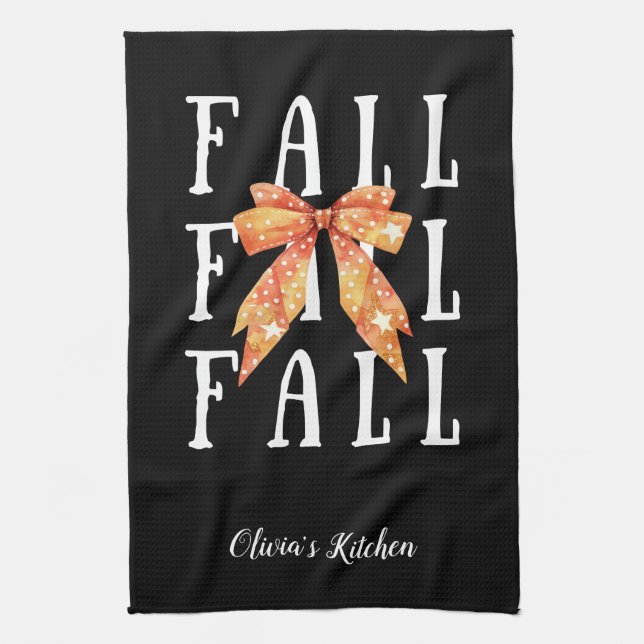 Niedlicher Fall Theme Custom Black Personalisiert Geschirrtuch (Vertikal)