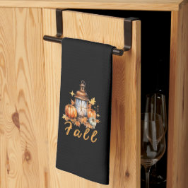 Niedlicher Fall Themed Pumpkin Simple Black Geschirrtuch