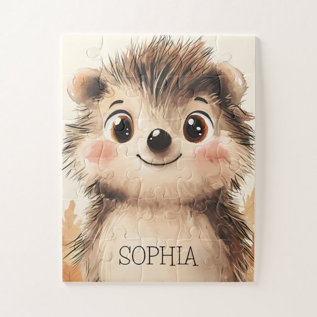 Niedlicher Fall Tierischer Igel Personalisiert Nam Puzzle (Vertikal)