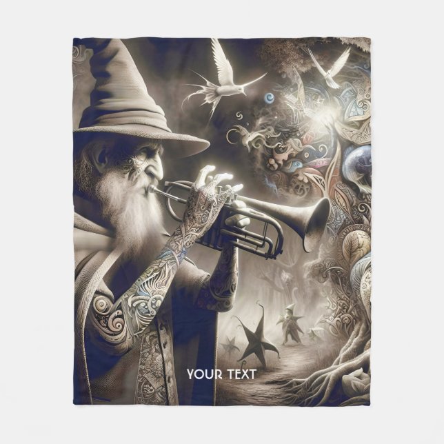 Niedlicher Fantasieassistent Trumpet Forest Fleecedecke (Vorderseite)