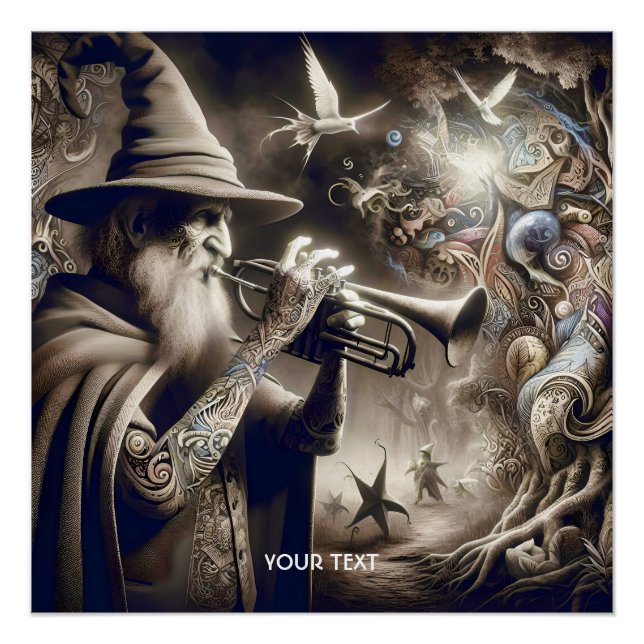 Niedlicher Fantasieassistent Trumpet Forest Poster (Vorderseite)
