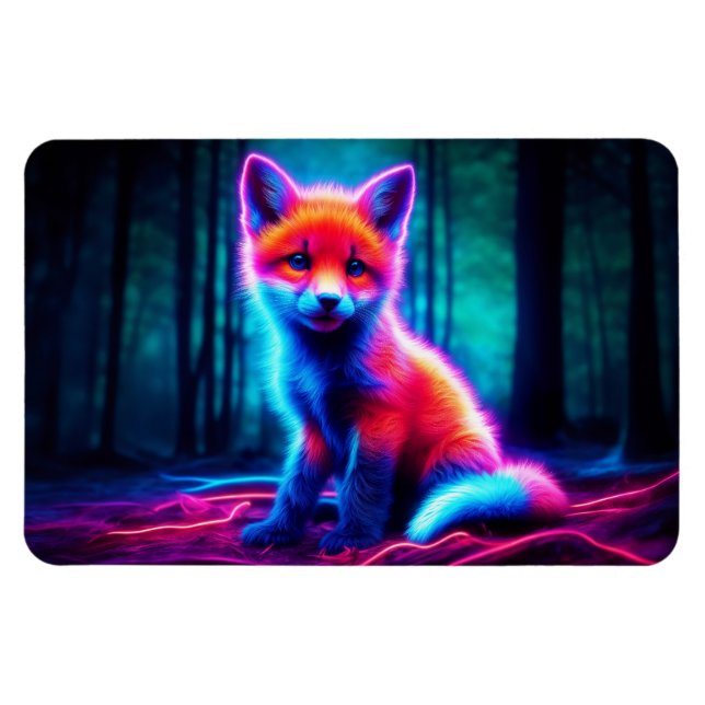 Niedlicher Fantasiefuchs mit biolumineszenter Aura Magnet (Horizontal)